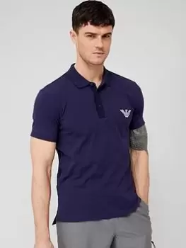 Image of Emporio Armani Swim Polo Shirt - Navy, Dark Blue Size M Men