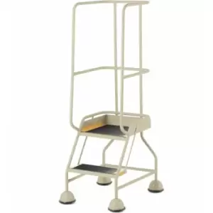 Image of Loops - 2 Tread Mobile Warehouse Steps & Guardrail beige 1.5m Portable Safety Stairs