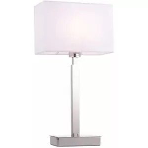 Image of Table Lamp Chrome Plate & Vintage White Fabric 60W E27 Base & Shade e10477