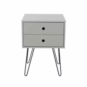 Image of Core Products Options Grey Telford White & Metal 2 Drawer Bedside Cabinet Grey