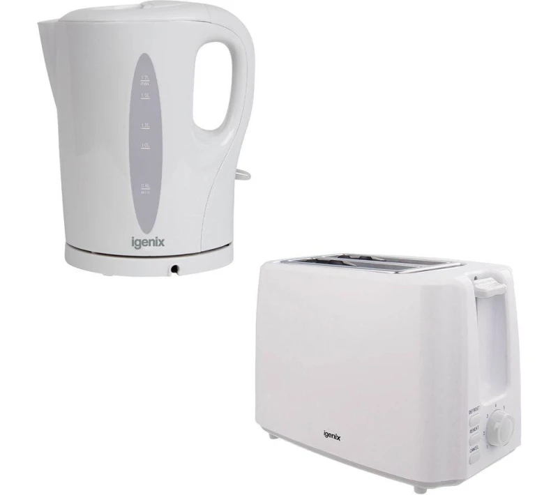 Image of IGENIX IGPK28 2-Slice Toaster & Kettle Bundle - White 5016368013182