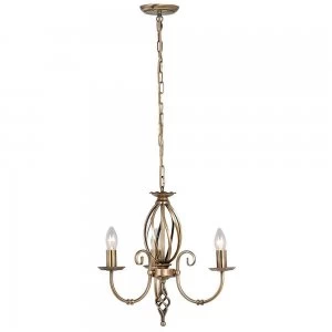 Image of Chandelier 3 Light Aged Brass Finish, E14
