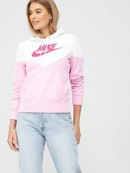 Image of Nike Nsw Heritage Pullover Hoodie - Pink/White