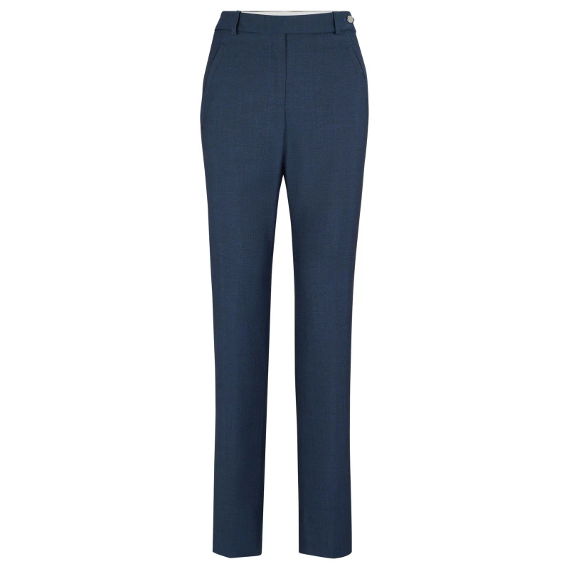 Image of Boss Womens Tanuri Straight Leg Trousers Open Blue female 4 (XXS)