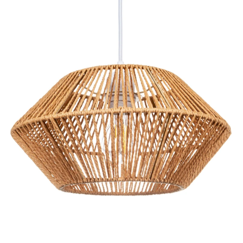 Image of Happy Homewares Chic Designer Super Natural Brown Paper String Easy Fit Light Shade Brown Unisex