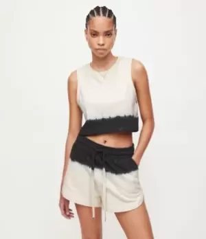 Image of AllSaints Womens Lila Ombre Cropped Sweatshirt, Ecru White, Size: M