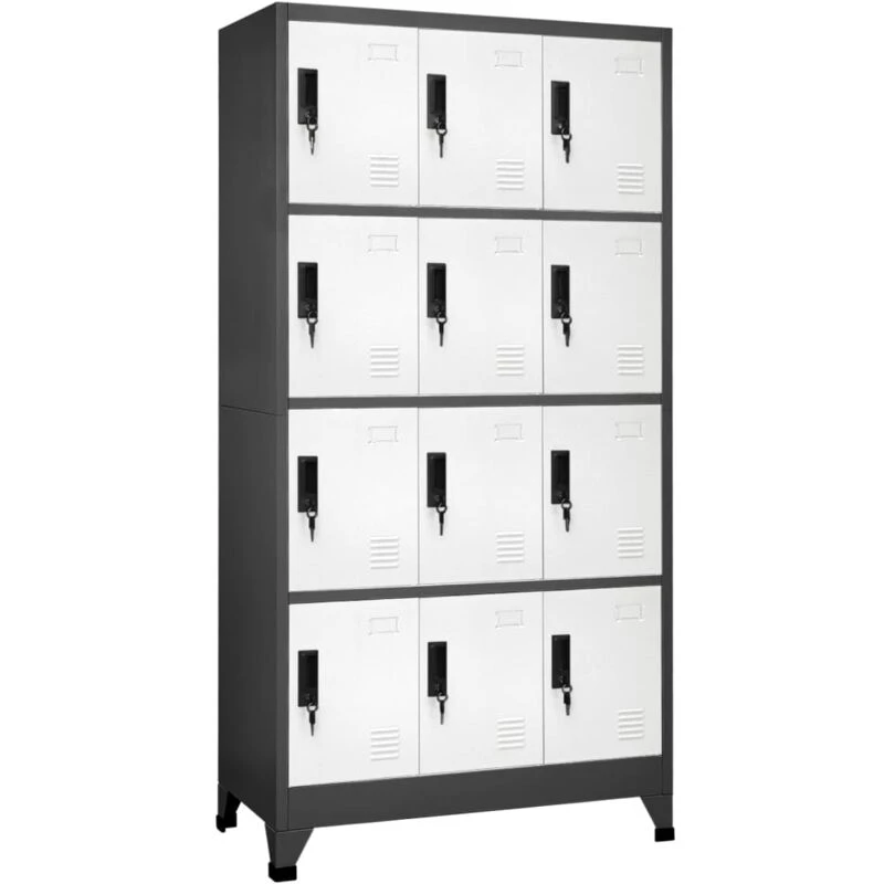 Image of VIDAXL Locker Cabinet Anthracite and White 90x45x180cm Steel Vidaxl 8720286701225