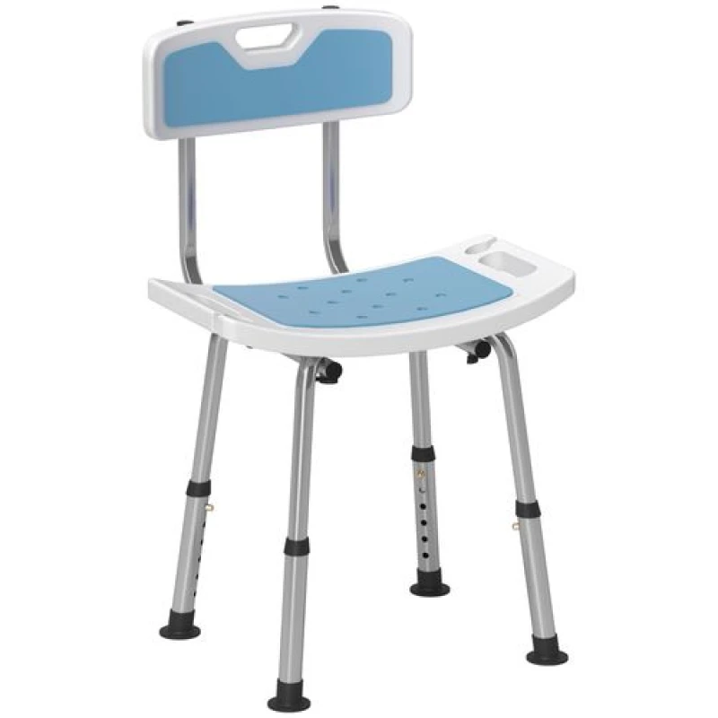 Image of HOMCOM Homcom - Shower Stool for Elderly Disabled Adjustable Shower Stool Light Blue 5056725583583