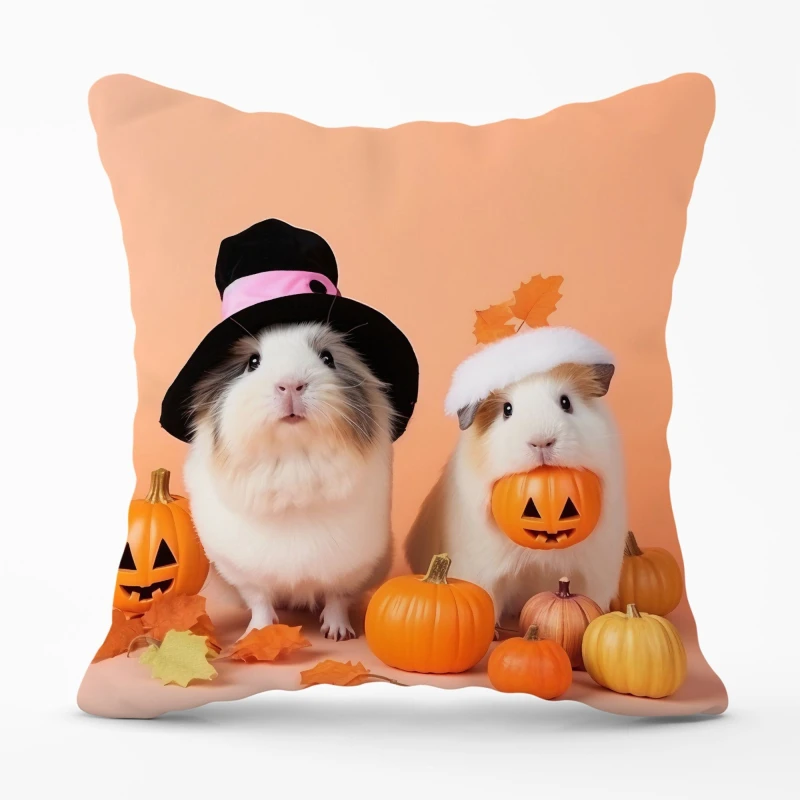 Image of Warren Reed - Designer Trick Or Treating Guinea Pigs Cushions Size: 33cm x 48cm Multicolor Unisex 33cm x 48 cm