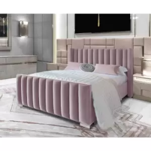 Image of Melina Bed King Plush Velvet Pink