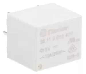 Image of Finder, 5V dc Coil Non-Latching Relay SPDT, 10A Switching Current PCB Mount Single Pole, 36.11.9.005.4011