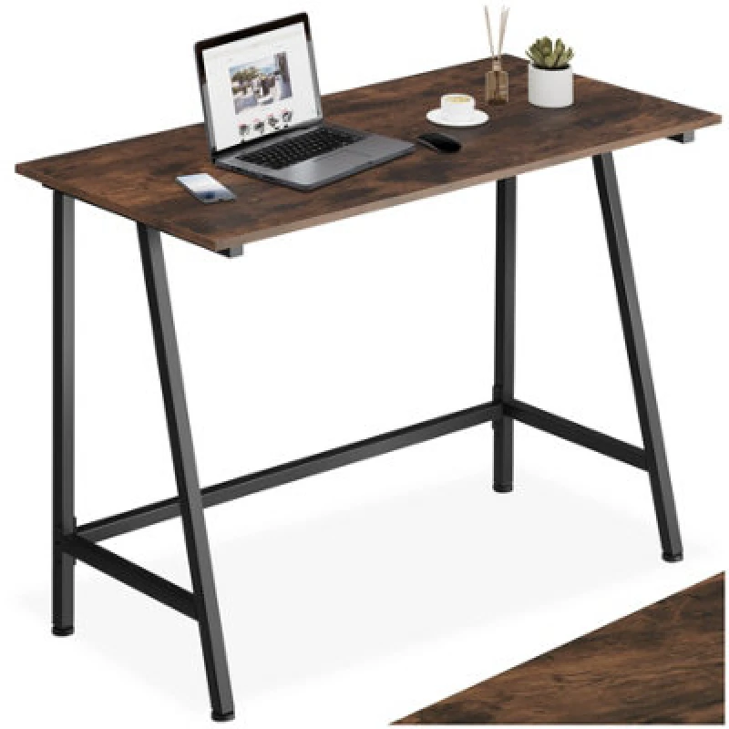 Image of Tectake Desk Newton - Computer, Laptop, Writing Table 50 Cm - Industrial Wood Dark, Rustic