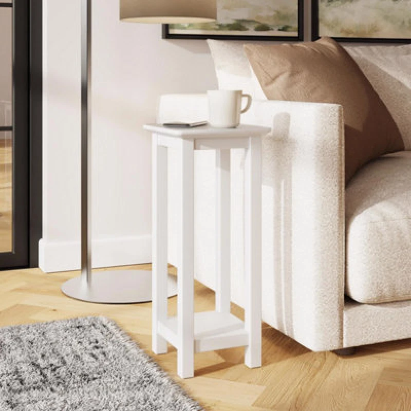 Image of FWStyle FWStyle Palma White Side Lamp Table With Shelf White One Size Unisex 5056413128201