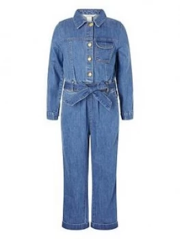 Image of Monsoon Girls Chambray Jumpsuit - Blue