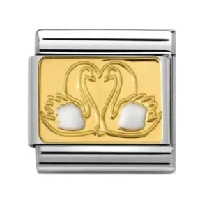 Image of Nomination CLASSIC Gold Plates White Swans Charm 030284/29