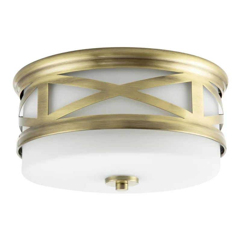 Image of Happy Homewares Vintage & Classic Bathroom Flush Ceiling Light with Strap Design in Metallic Gold Metallic Gold Unisex