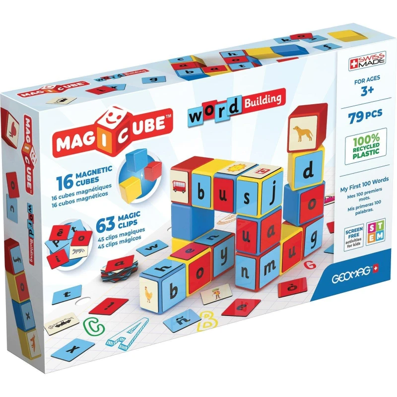 Image of Geomag Magicube Magnetic Shapes Word Builder - 79 Pieces, Multi 259