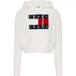 Image of Tommy Jeans Tjw Center Flag Cable Hoodie - White