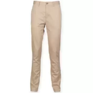 Image of Front Row Mens Cotton Rich Stretch Chino Trousers (34L) (Stone) - Stone