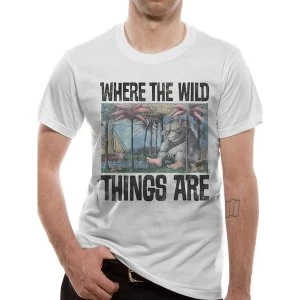 Image of Where The Wild Things Are - Book Cover Mens Medium T-Shirt - White