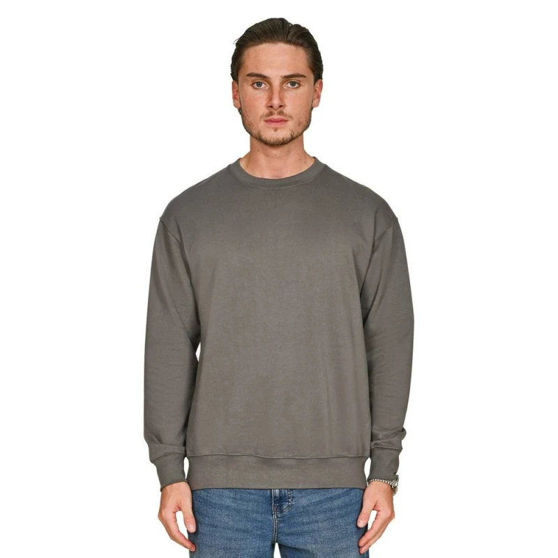 Image of Casual Classics Mens Core Combed Cotton Regular Sweatshirt in Charcoal Size: Small Charcoal Male S