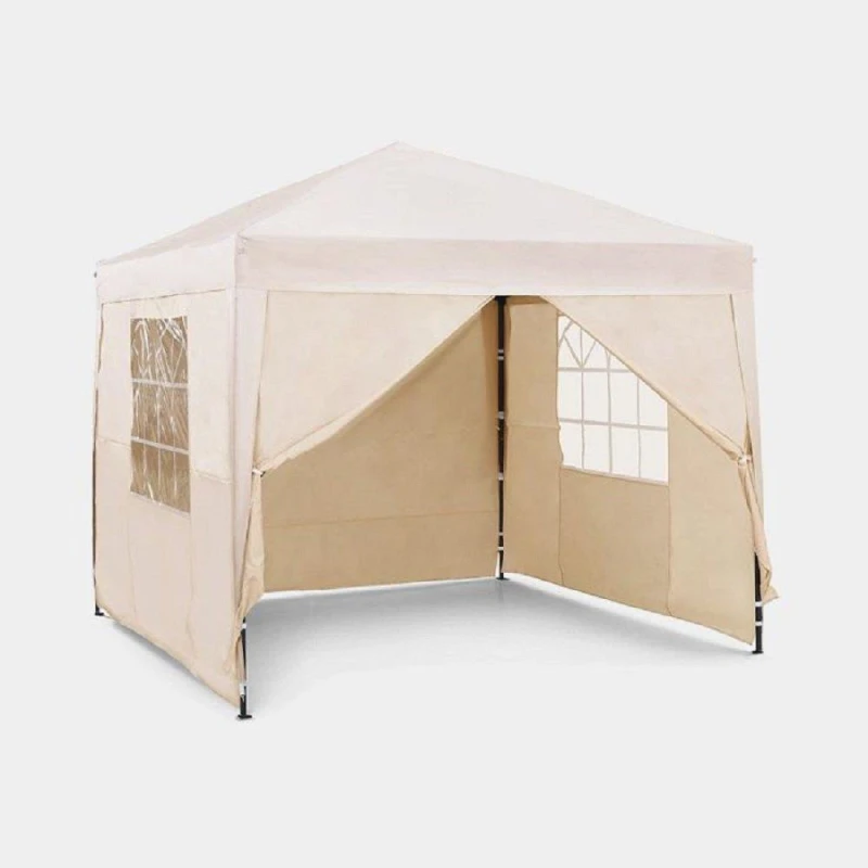 Image of VonHaus 2.5m Ivory Heavy Duty Pop Up Gazebo with Sides for Garden Beige unisex
