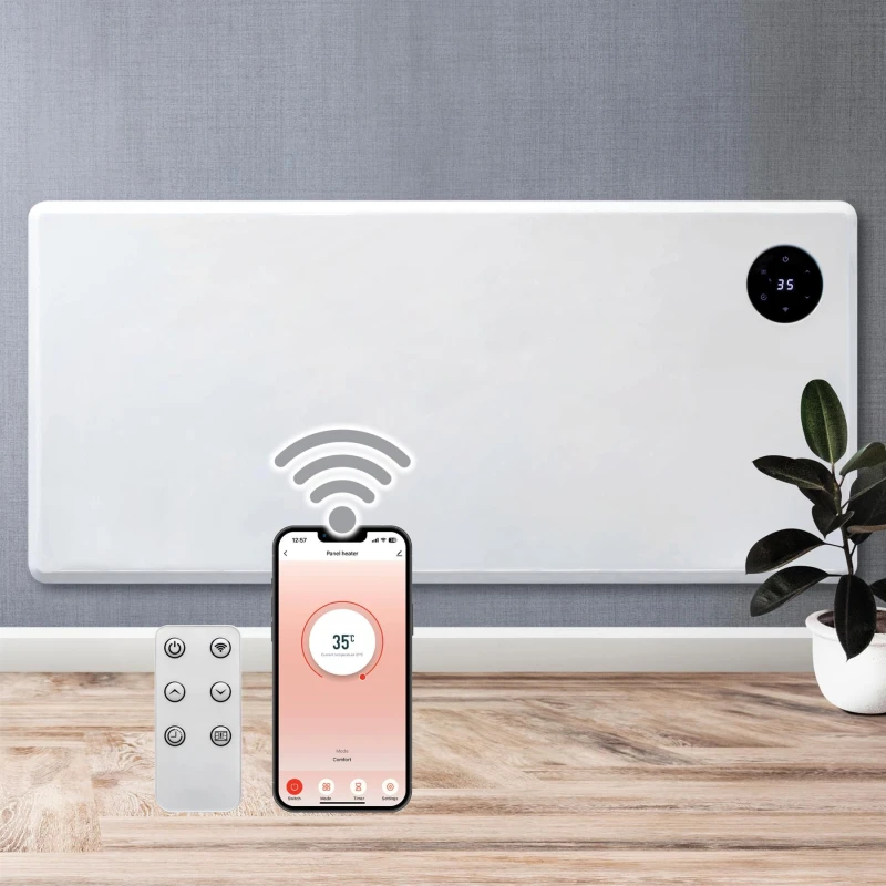Image of Purus 2000W WIFI Electric Radiator Panel Heater White Wall Mounted or Floor Standing Bathroom Safe Timer & Thermostat White Unisex