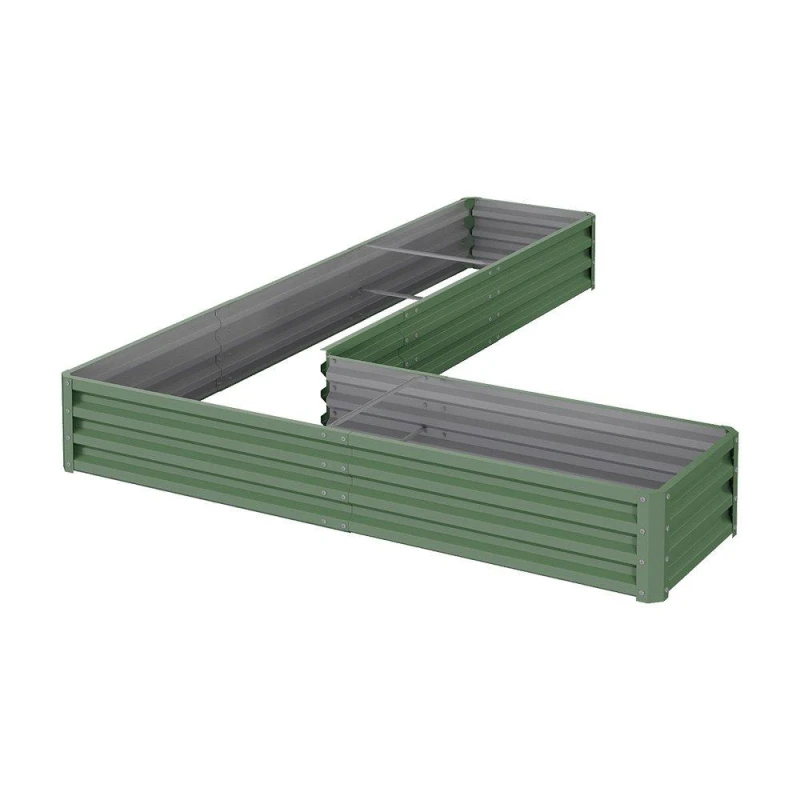 Image of Breeins Green L-Shaped Galvanized Steel Raised Garden Bed Green unisex One size