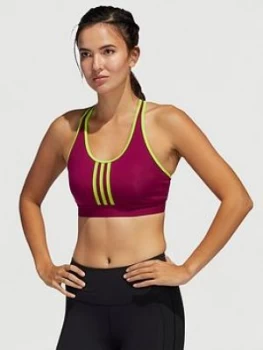 Image of Adidas Don'T Rest Alphaskin 3 Stripe Sports Bra - Berry
