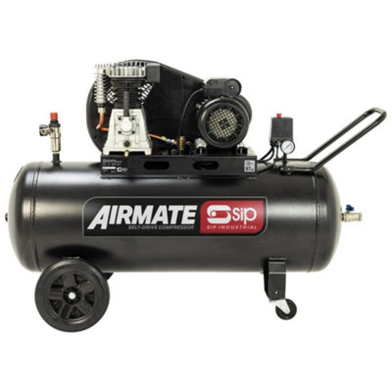 Image of Sip Bd 3Hp 150 Litre Belt Drive Compressor - L37 X W131 X H82cm - Black