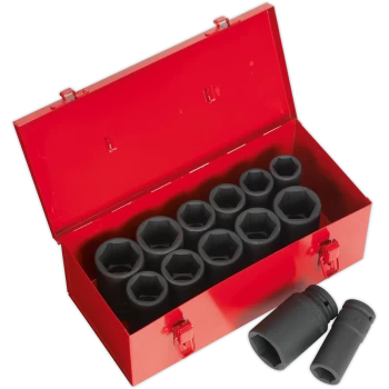 Image of Sealey 14 Piece 3/4" Drive Deep Hexagon Impact Socket Set Metric and Imperial 3/4"