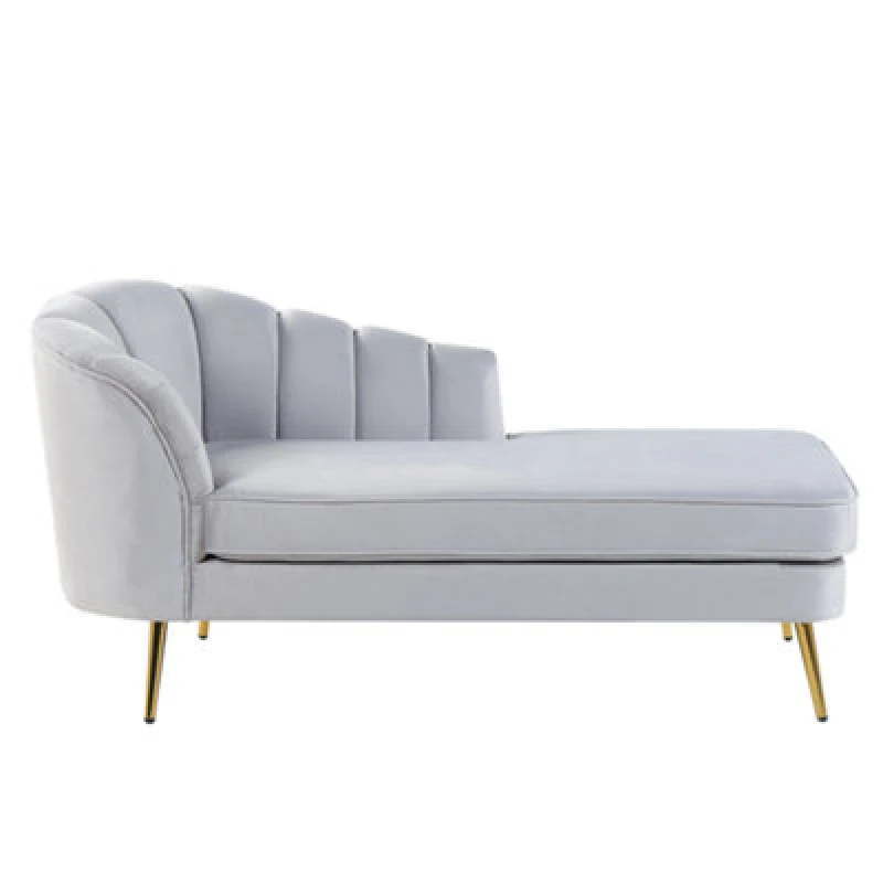 Image of Beliani Left-Hand Chaise Lounge Allier Velvet Light Grey