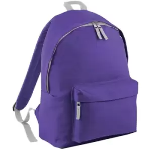 Image of Bagbase Junior Fashion Backpack / Rucksack (14 Litres) (Pack of 2) (One Size) (Purple/Light Grey) - Purple/Light Grey