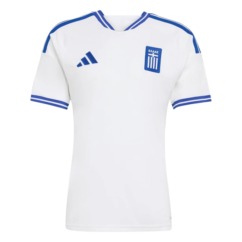 Image of adidas Mens Greece Home Shirt 2026 White/Blue male S