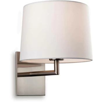Image of Firstlight - Grand - 1 Light Single Indoor Wall Light Brushed Steel, Cream Shade, E27