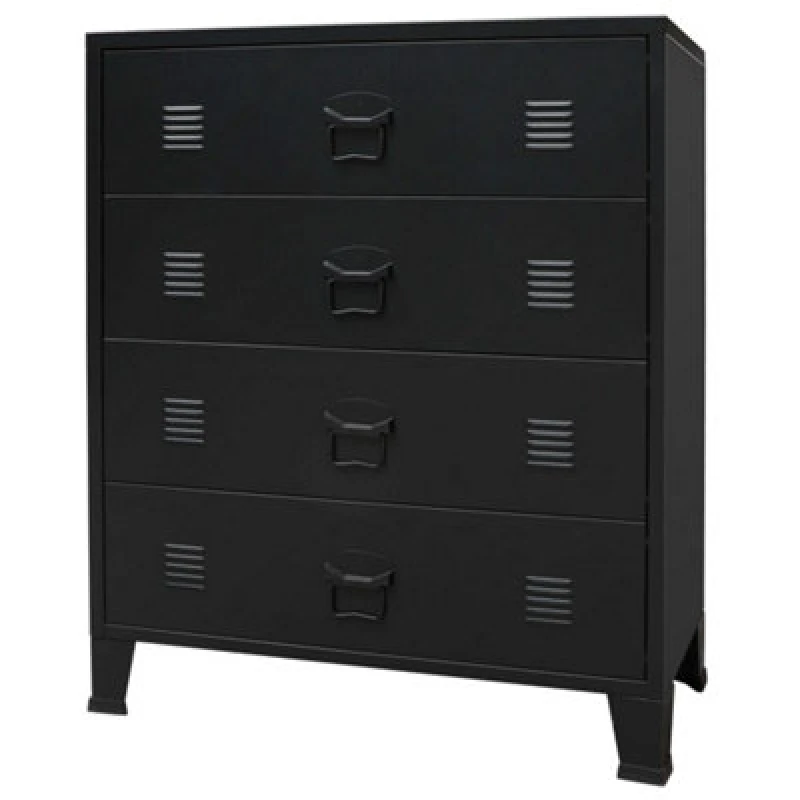 Image of VIDAXL Chest of Drawers Metal Industrial Style 78x40x93cm Black Vidaxl 8718475593942