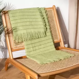 Image of Furn. Hazie Linear Woven Throw Pistachio