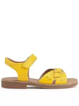 Image of Start-rite Holiday Girls Leather Summer Sandals With Adjustable Staps - Yellow, Yellow, Size 9 Younger