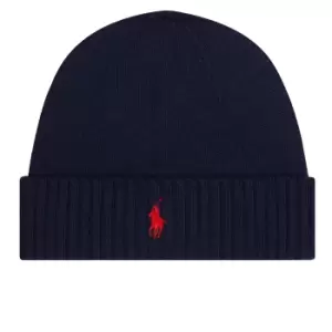 Image of Ralph Lauren Classic Logo Wool Beanie Navy
