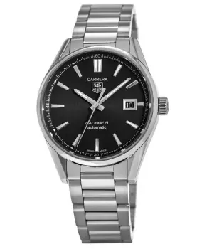 Image of Tag Heuer Carrera Calibre 5 39mm Automatic Black Dial Date Steel Mens Watch WAR211A.BA0782 WAR211A.BA0782