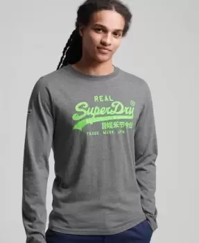 Image of Superdry Mens Vintage Logo American Classic Top Grey / Rich Charcoal Marl - Size: L