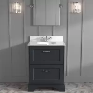Image of 600mm Anthracite Freestanding Marble Top Vanity Unit with Basin - Ashbourne