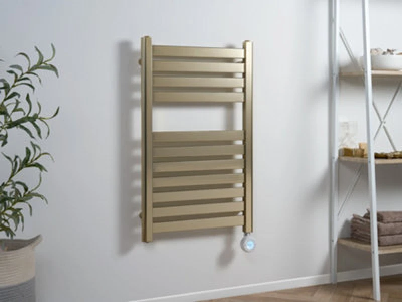 Image of Eden Caldera 600W Electric Towel Radiator In Brushed Brass With Smart WiFi Control