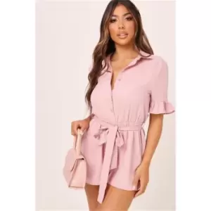 Image of I Saw It First Tie Waist Frill Shirt Dress - Black