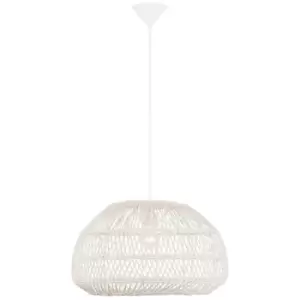 Image of Merano - Amarillo 50cm Dome Pendant Ceiling Light Natural Rattan Black Fabric Wire, Base LED E27