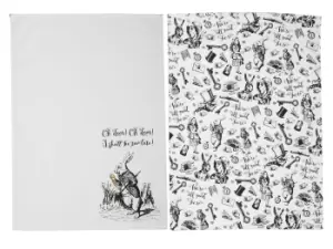 Image of Victoria And Albert Alice In Wonderland Set of 2 Tea Towels