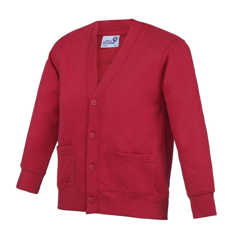 Image of AWDis Academy Button Up School Cardigan Pack of 2 in Dark Red Size: 13 Years Dark Red Unisex 13 Years