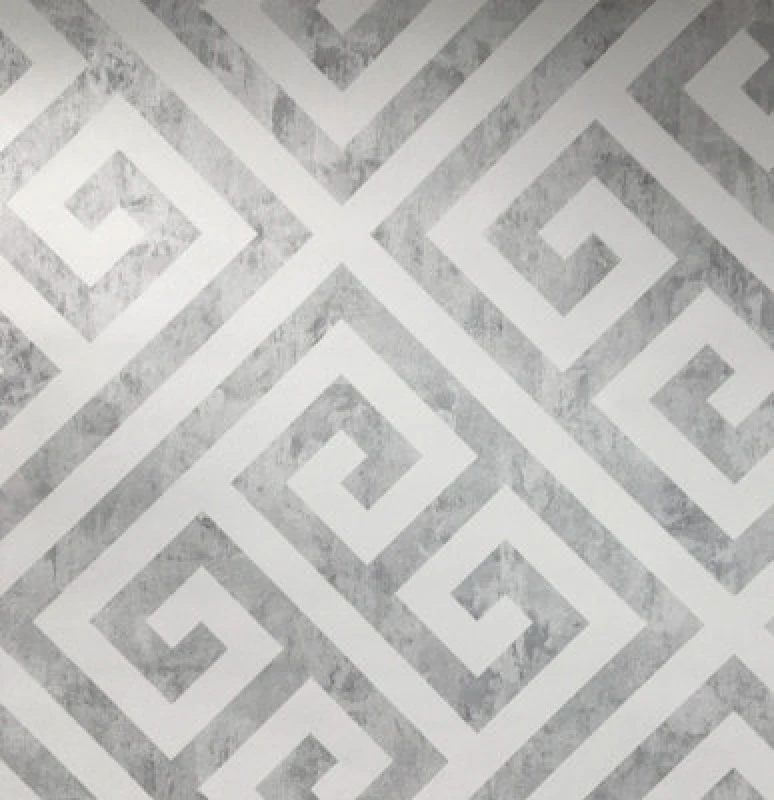 Image of Sk Filson Light Grey Greek Key Wallpaper