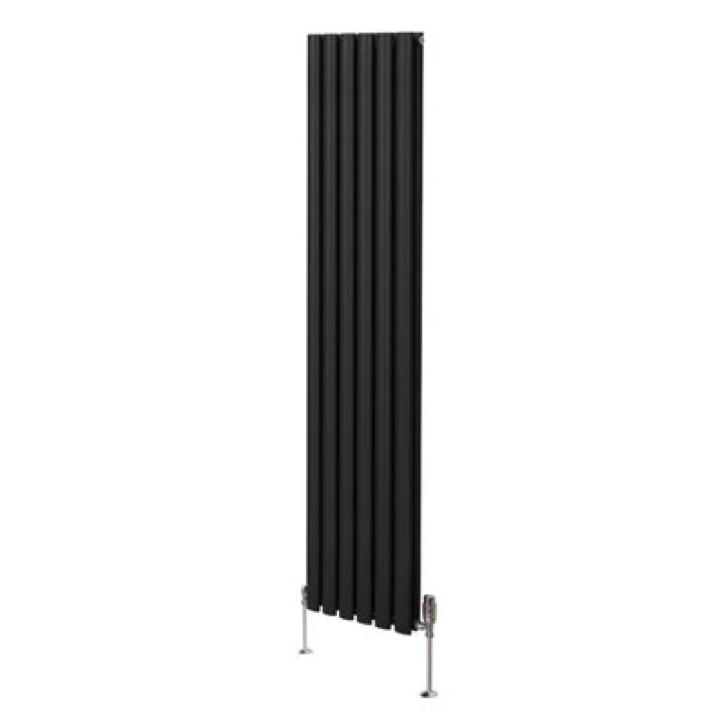 Image of MONSTER-SHOP Oval Column Radiator & Valves - 1800mm x 360mm - Black 5055986194477