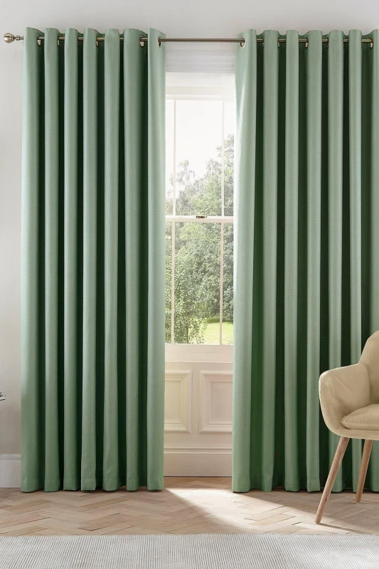 Image of Helena Springfield Helena Springfield 'Eden' Woven Lined Curtains in Light Green Size: 228cm width x 228cm drop Light Green 228cm width x 228cm drop